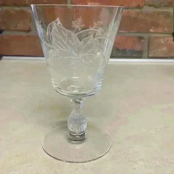 2 Vintage Heisey Crystal Water Goblets/Glass Etched...Pattern: Plantation Ivy - Picture 2 of 8